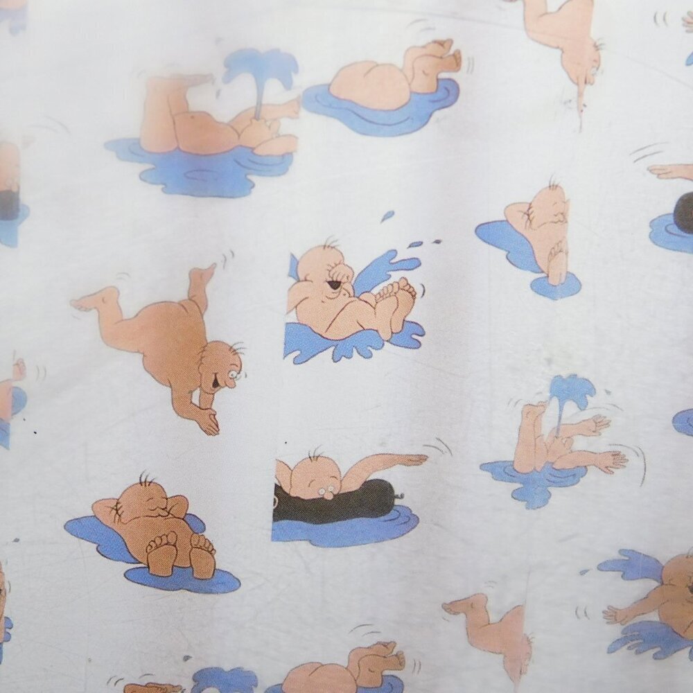 Rare Vinyl White w Nude Naked Men Swimming SPLASH Shower Curtain Sealskin NEW